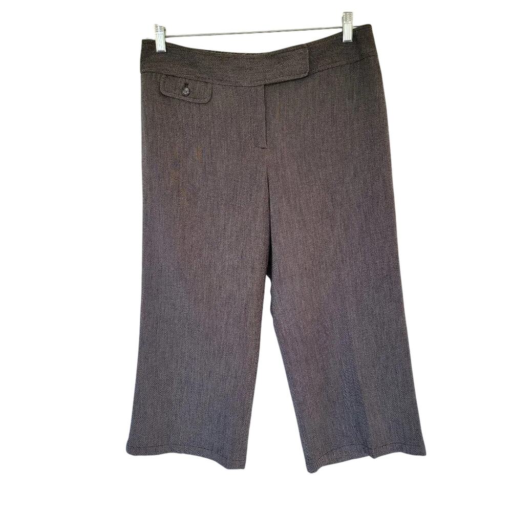 Ann Taylor Factory Gray Capri Pants Mid Rise Slim Leg Women Size 10 Stretch